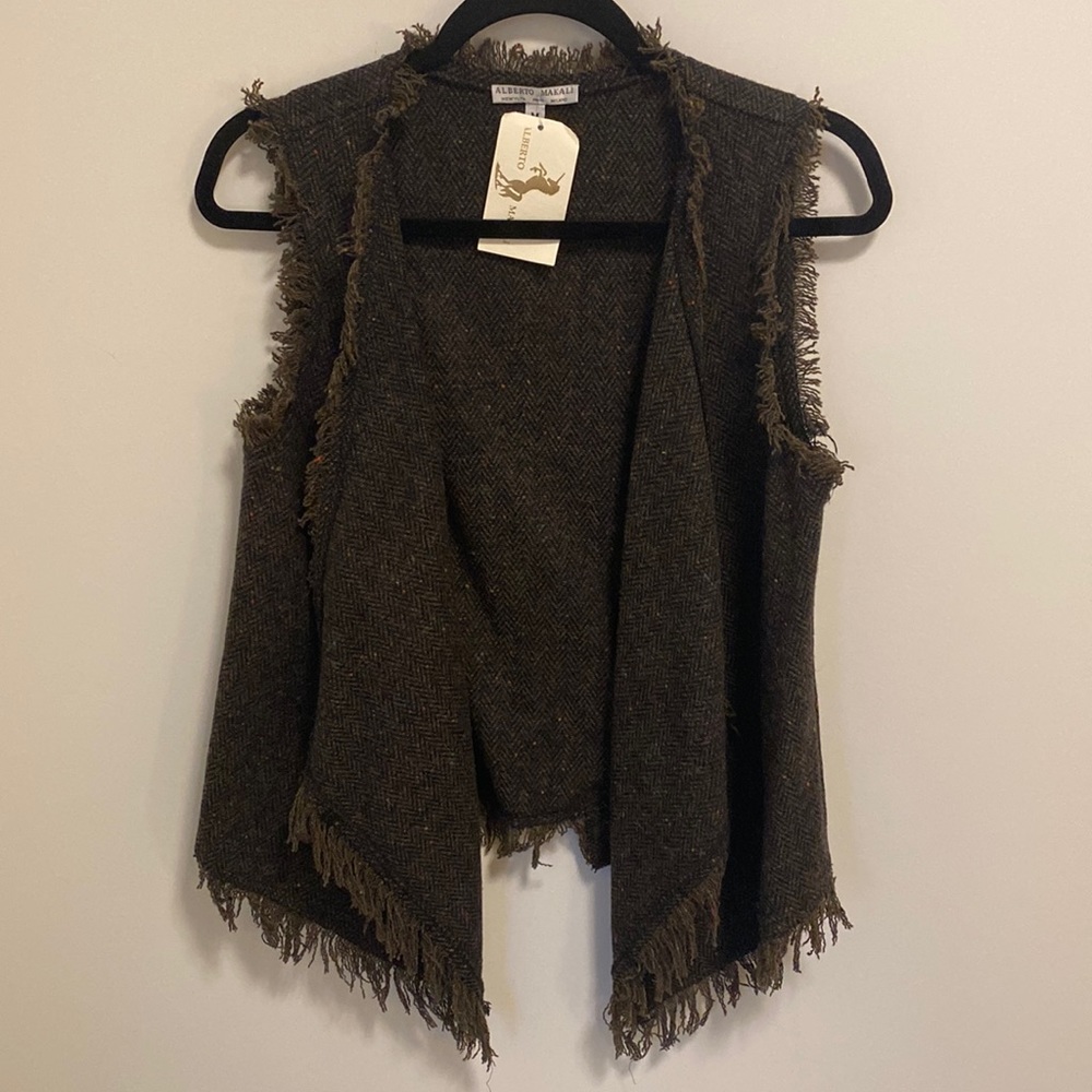 100% Wool Alberto Makali Open Vest